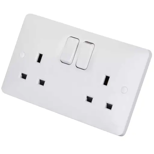 Hager 13A 2 Gang DP Switched Socket