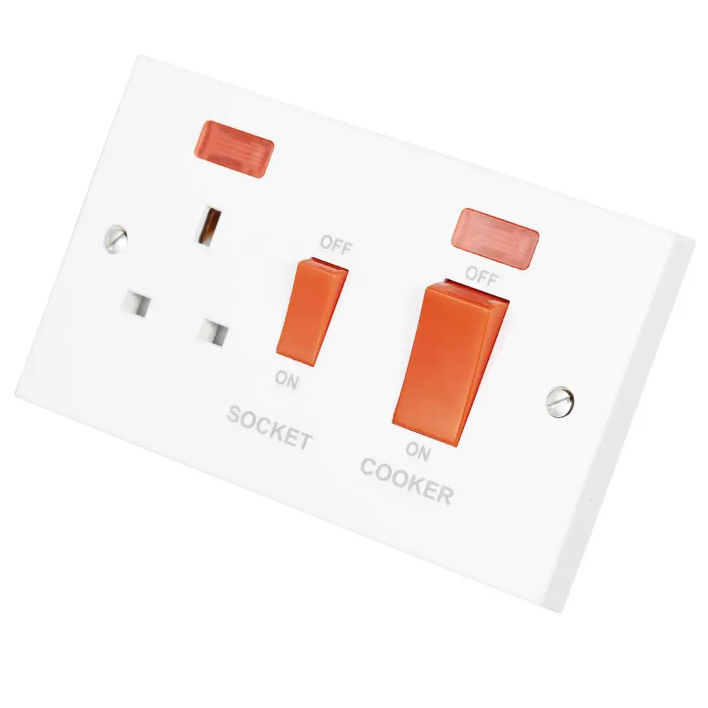 Click 50A Cooker Switch with 13A Socket Outlet Double Pole Switched with Neon  13.93 