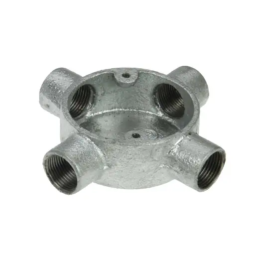 Niglon 20mm 4 Way Intersection Galvanised Conduit Box 1x