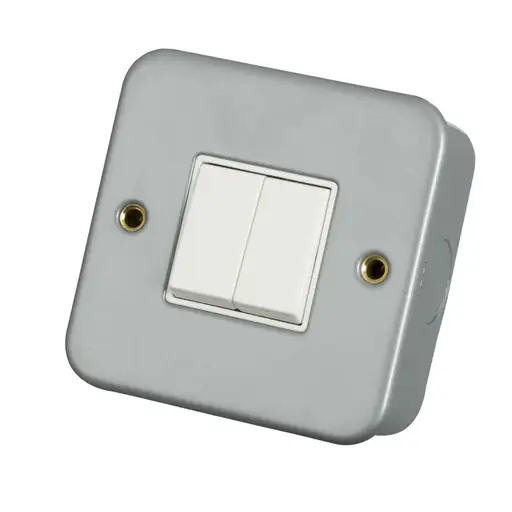  Click 10A 2 Gang 2 Way Light Switch Metal Clad