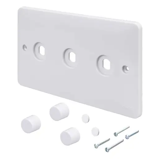 [WMDRP3KIT] Hager 3 Gang Rotary Dimmer Plate Kit