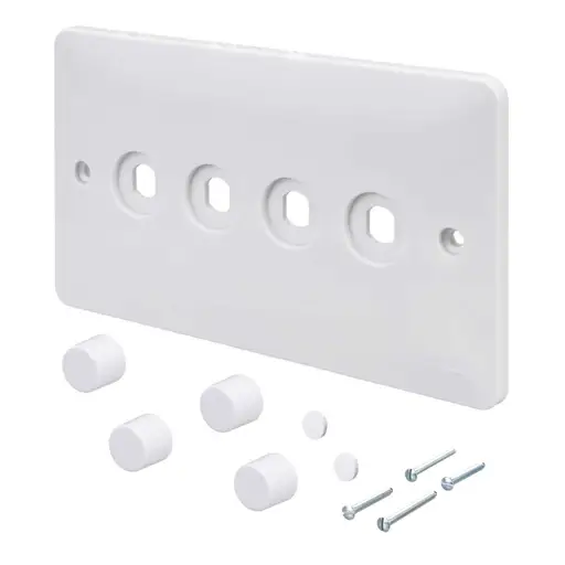 [WMDRP4KIT] Hager 4 Gang Rotary Dimmer Plate Kit