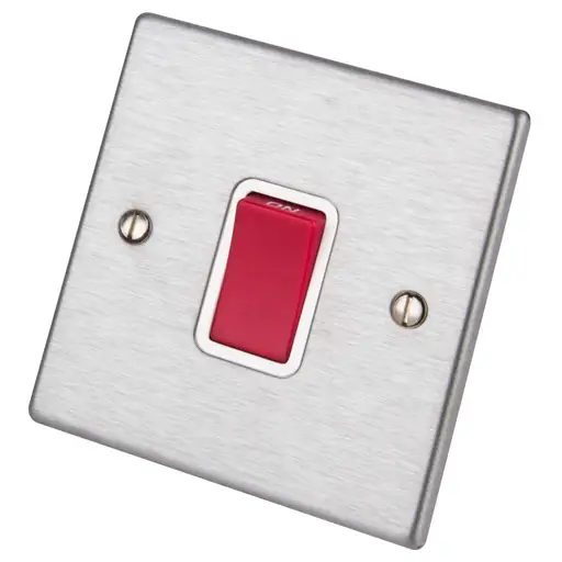 [7445W] Hartland Stain Steel 1 Gang 45A 2 Pole Switch