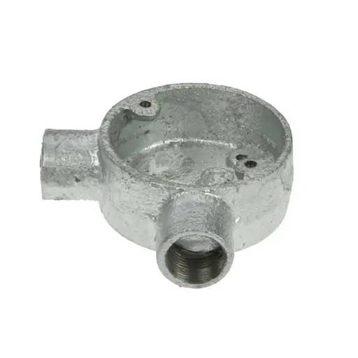 [CBA20G] Niglon 20mm 2 Way Angle Galvanised Conduit Box x1