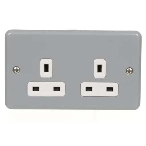 [CL032] Click 13A 2 Gang Unswitched Socket Outlet Metal Clad