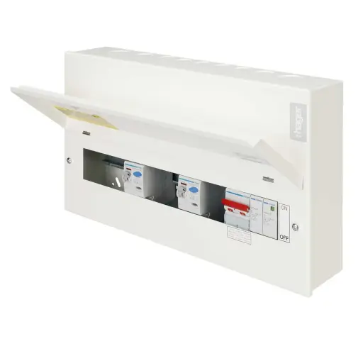 [VML910CUSPDRK] Hager 10 Way Dual RCD Configurable High Integrity Metal Clad Consumer Unit with SPD